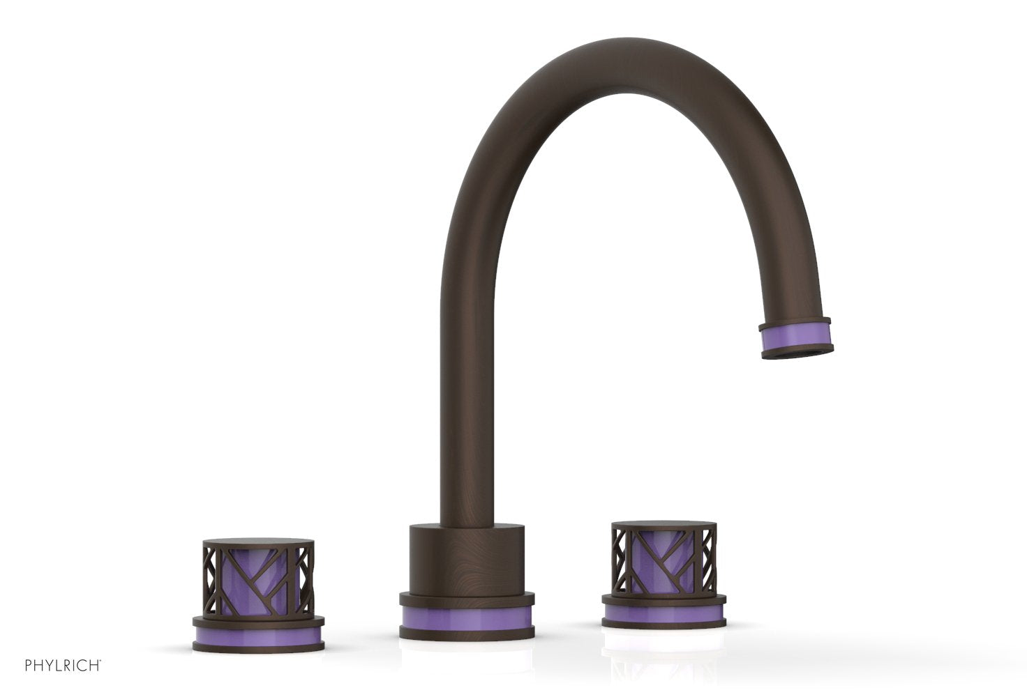 10-15/16" - Antique Bronze - JOLIE Deck Tub Set - Round Handles with "Purple" Accents 222-40 by Phylrich - New York Hardware
