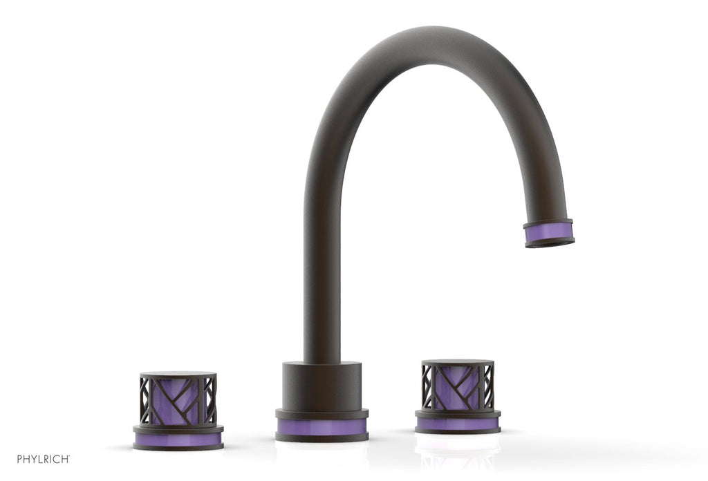 10-15/16" - Oil Rubbed Bronze - JOLIE Deck Tub Set - Round Handles with "Purple" Accents 222-40 by Phylrich - New York Hardware
