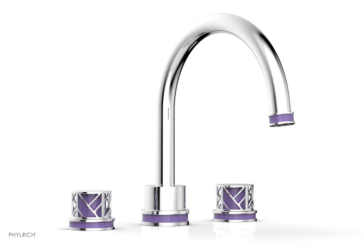 10-15/16" - Satin Brass - JOLIE Deck Tub Set - Round Handles with "Purple" Accents 222-40 by Phylrich - New York Hardware