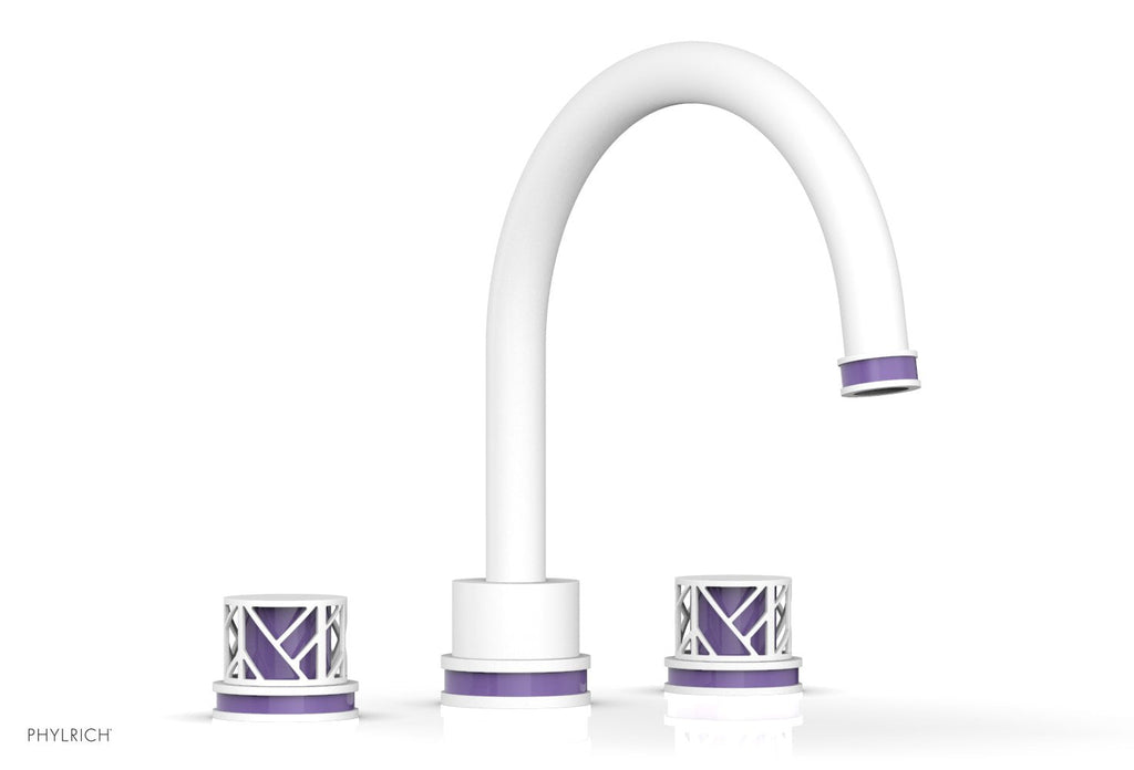 10-15/16" - Satin White - JOLIE Deck Tub Set - Round Handles with "Purple" Accents 222-40 by Phylrich - New York Hardware
