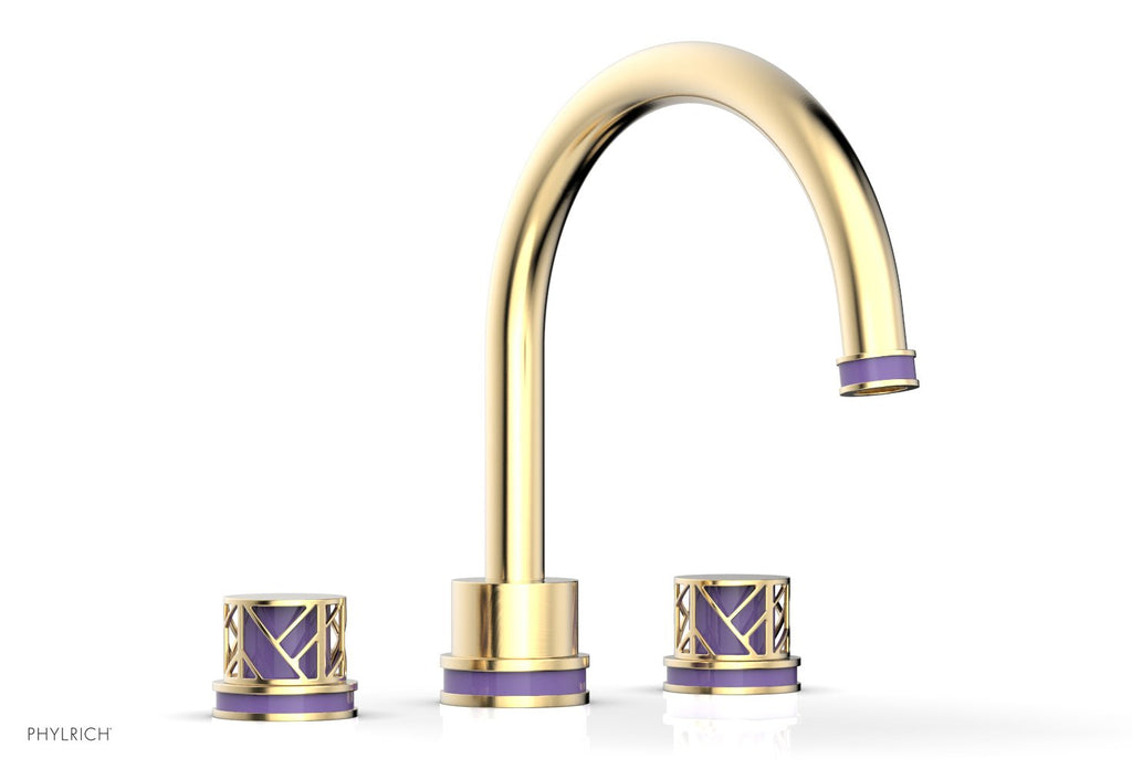10-15/16" - Polished Nickel - JOLIE Deck Tub Set - Round Handles with "Purple" Accents 222-40 by Phylrich - New York Hardware