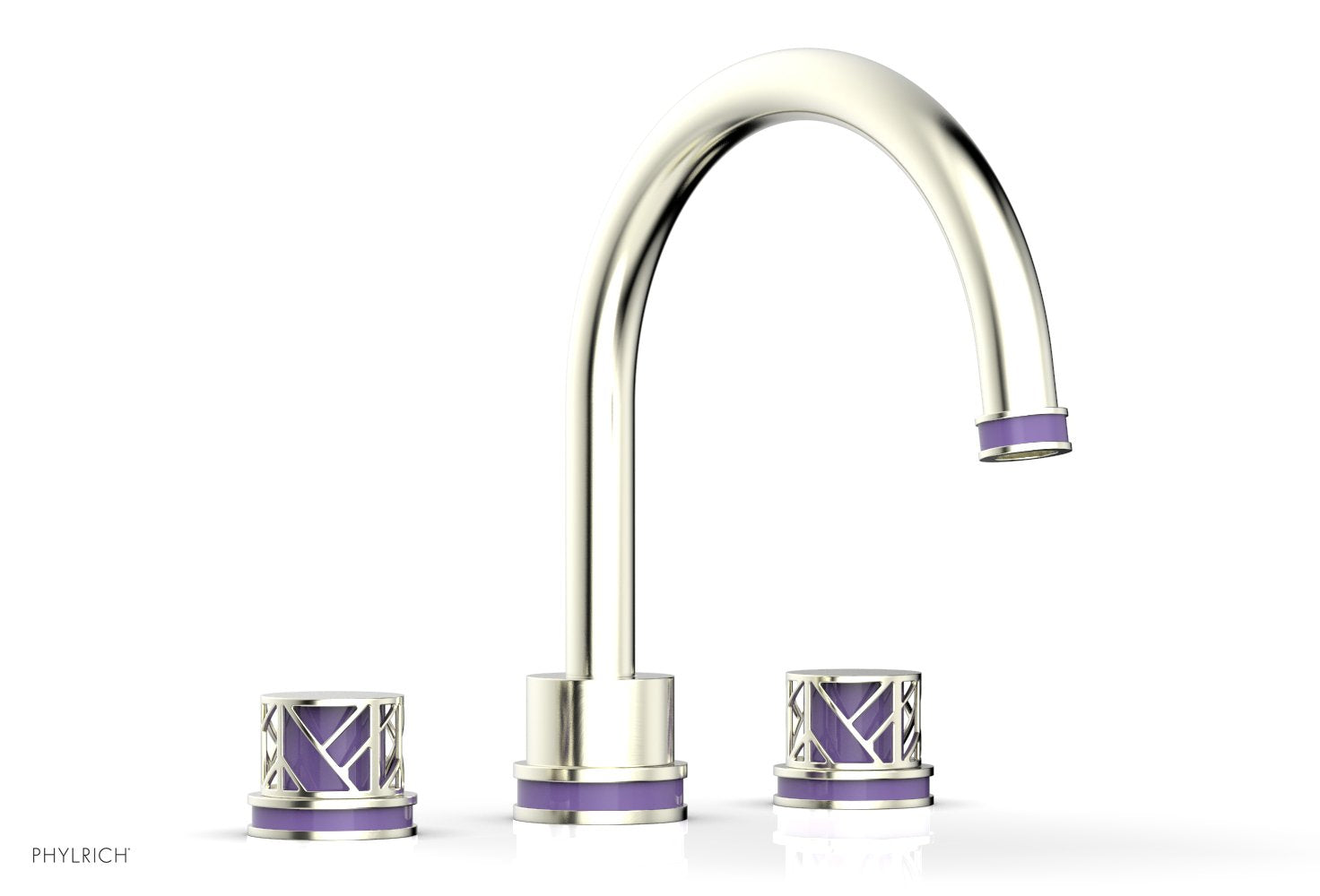 10-15/16" - Satin Nickel - JOLIE Deck Tub Set - Round Handles with "Purple" Accents 222-40 by Phylrich - New York Hardware