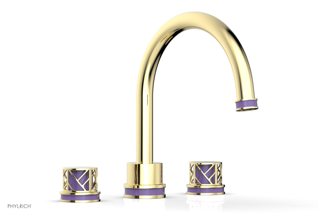 10-15/16" - Polished Brass - JOLIE Deck Tub Set - Round Handles with "Purple" Accents 222-40 by Phylrich - New York Hardware