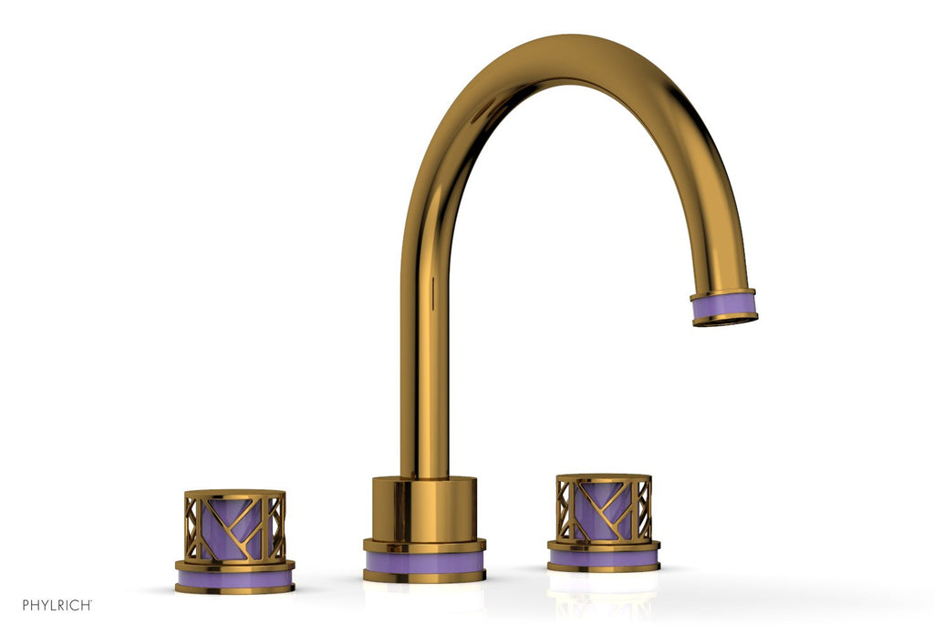 10-15/16" - French Brass - JOLIE Deck Tub Set - Round Handles with "Purple" Accents 222-40 by Phylrich - New York Hardware