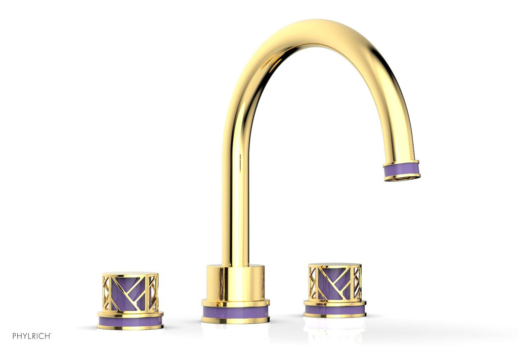 10-15/16" - Polished Gold - JOLIE Deck Tub Set - Round Handles with "Purple" Accents 222-40 by Phylrich - New York Hardware