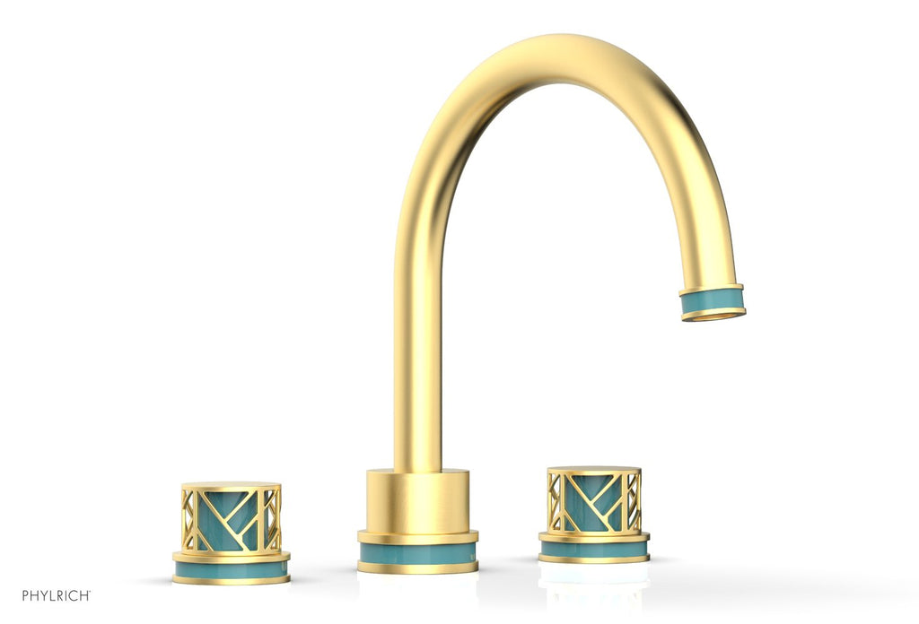 10-15/16" - Satin Chrome - JOLIE Deck Tub Set - Round Handles with "Turquoise" Accents 222-40 by Phylrich - New York Hardware