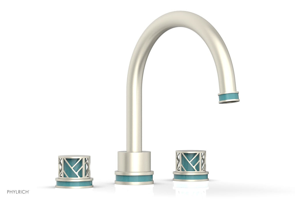 10-15/16" - Polished Brass Uncoated - JOLIE Deck Tub Set - Round Handles with "Turquoise" Accents 222-40 by Phylrich - New York Hardware