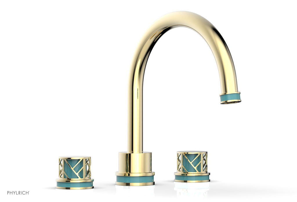 10-15/16" - Polished Chrome - JOLIE Deck Tub Set - Round Handles with "Turquoise" Accents 222-40 by Phylrich - New York Hardware