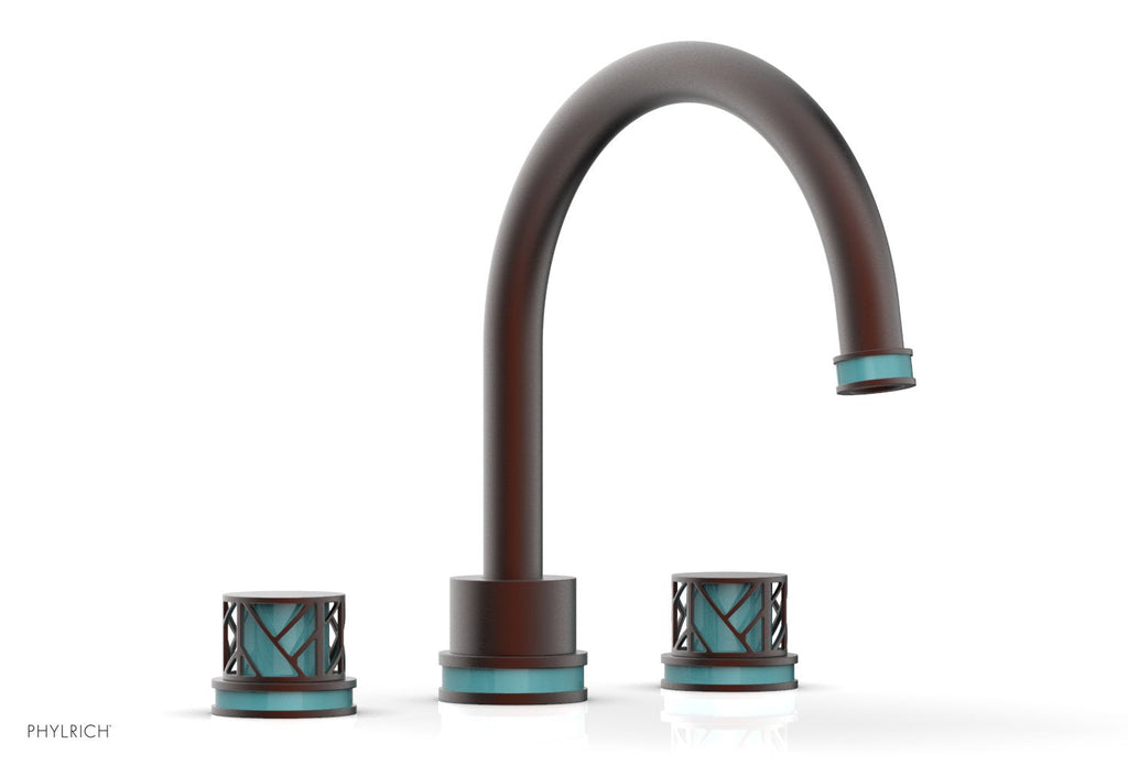 10-15/16" - Weathered Copper - JOLIE Deck Tub Set - Round Handles with "Turquoise" Accents 222-40 by Phylrich - New York Hardware