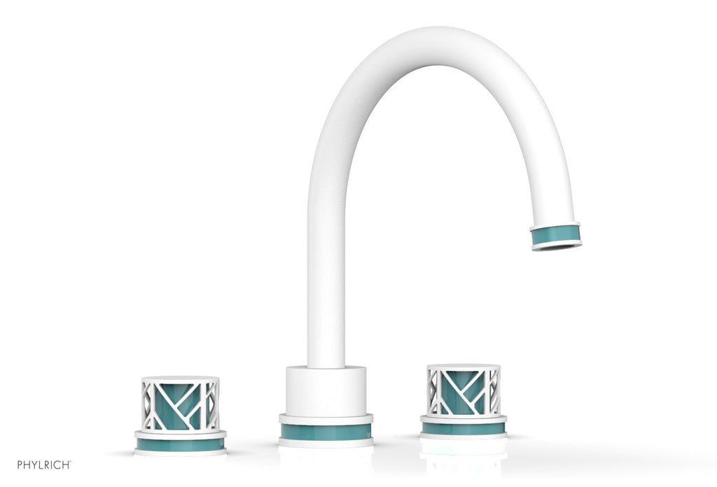 10-15/16" - Satin White - JOLIE Deck Tub Set - Round Handles with "Turquoise" Accents 222-40 by Phylrich - New York Hardware