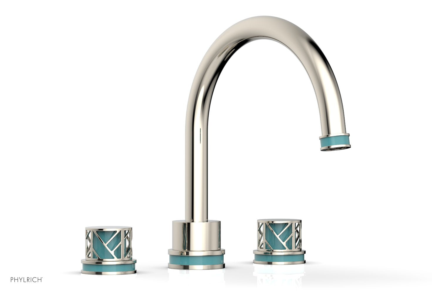 10-15/16" - Matte Black - JOLIE Deck Tub Set - Round Handles with "Turquoise" Accents 222-40 by Phylrich - New York Hardware