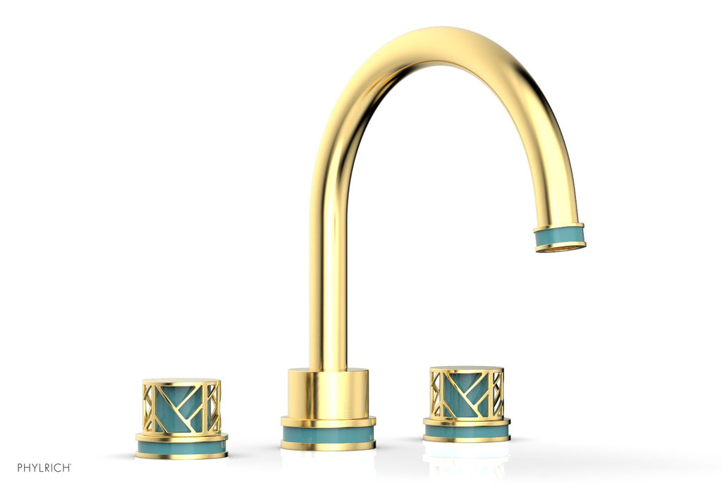 10-15/16" - Burnished Gold - JOLIE Deck Tub Set - Round Handles with "Turquoise" Accents 222-40 by Phylrich - New York Hardware