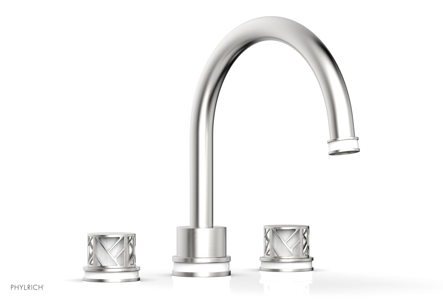 10-15/16" - Satin Chrome - JOLIE Deck Tub Set - Round Handles with "White" Accents 222-40 by Phylrich - New York Hardware