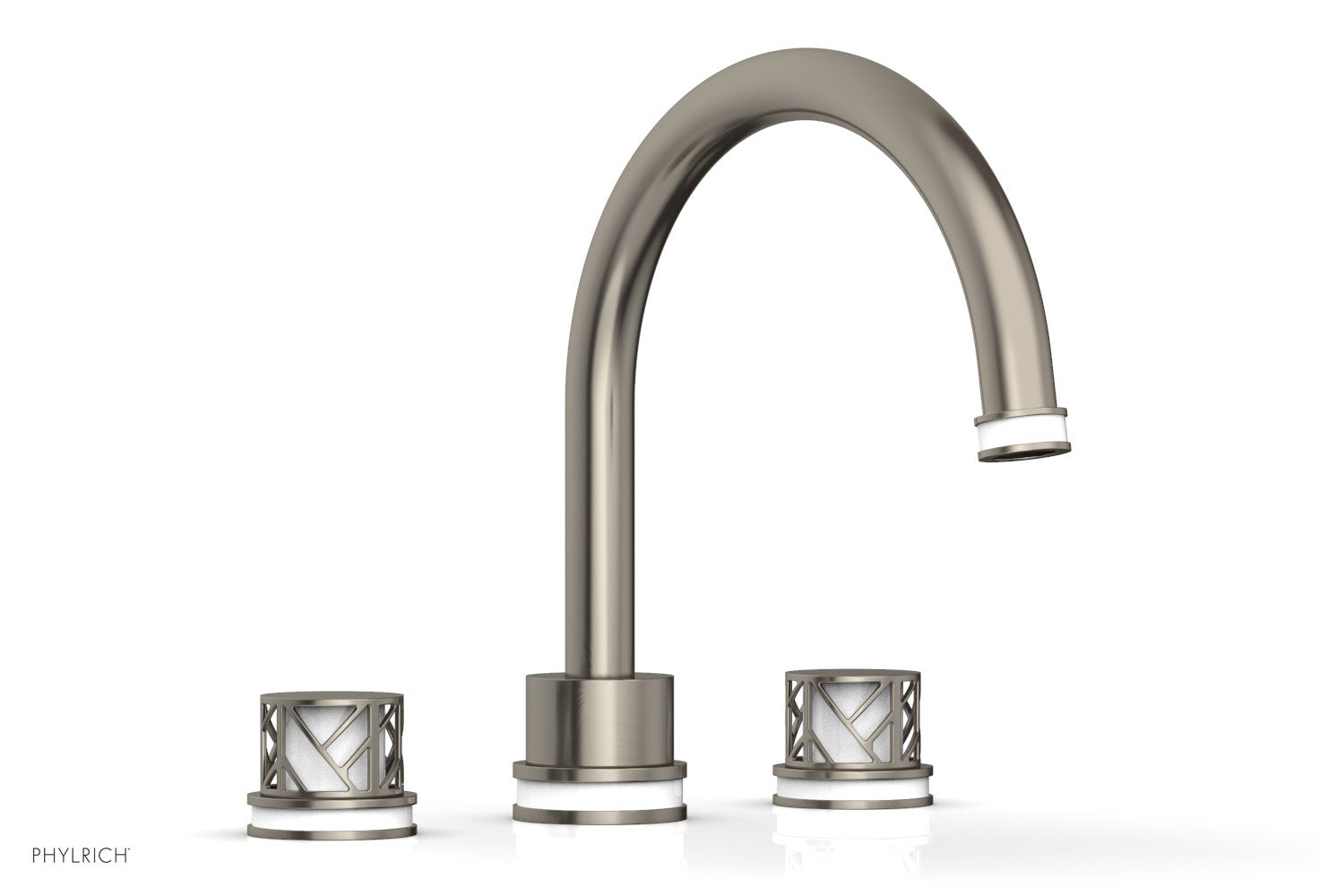 10-15/16" - Pewter - JOLIE Deck Tub Set - Round Handles with "White" Accents 222-40 by Phylrich - New York Hardware