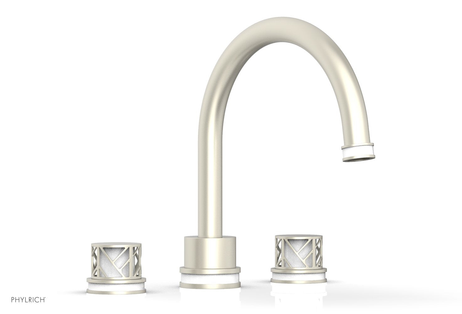 10-15/16" - Burnished Nickel - JOLIE Deck Tub Set - Round Handles with "White" Accents 222-40 by Phylrich - New York Hardware