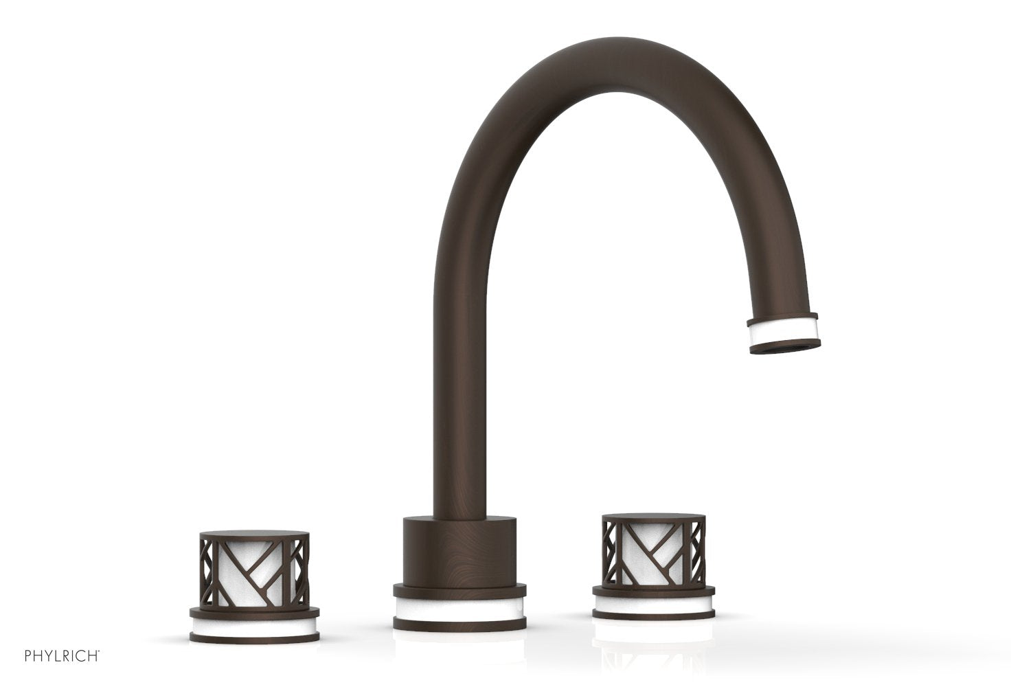 10-15/16" - Antique Bronze - JOLIE Deck Tub Set - Round Handles with "White" Accents 222-40 by Phylrich - New York Hardware