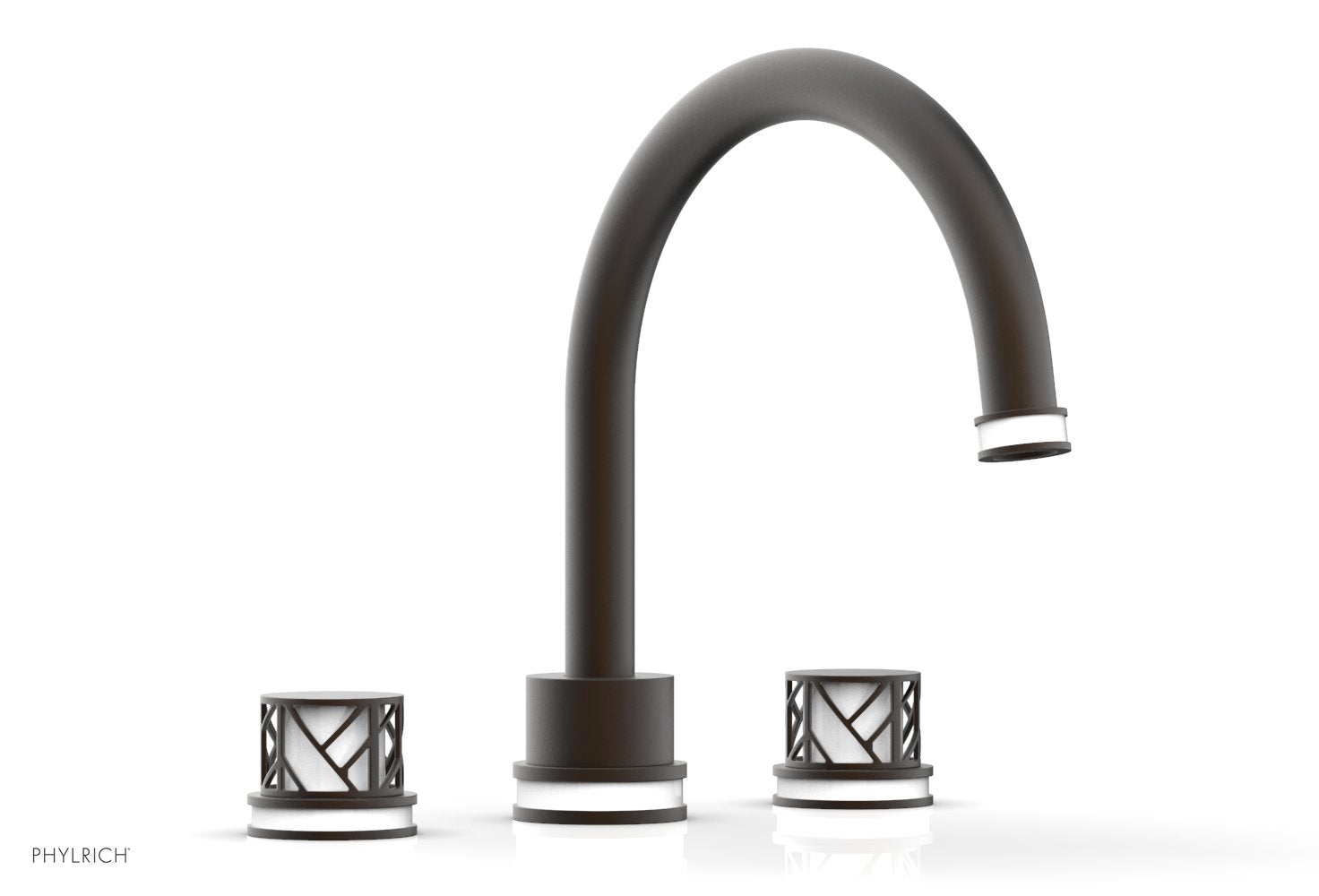 10-15/16" - Oil Rubbed Bronze - JOLIE Deck Tub Set - Round Handles with "White" Accents 222-40 by Phylrich - New York Hardware