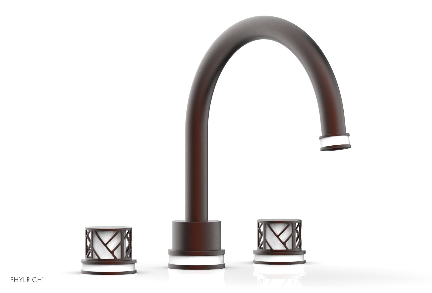 10-15/16" - Weathered Copper - JOLIE Deck Tub Set - Round Handles with "White" Accents 222-40 by Phylrich - New York Hardware