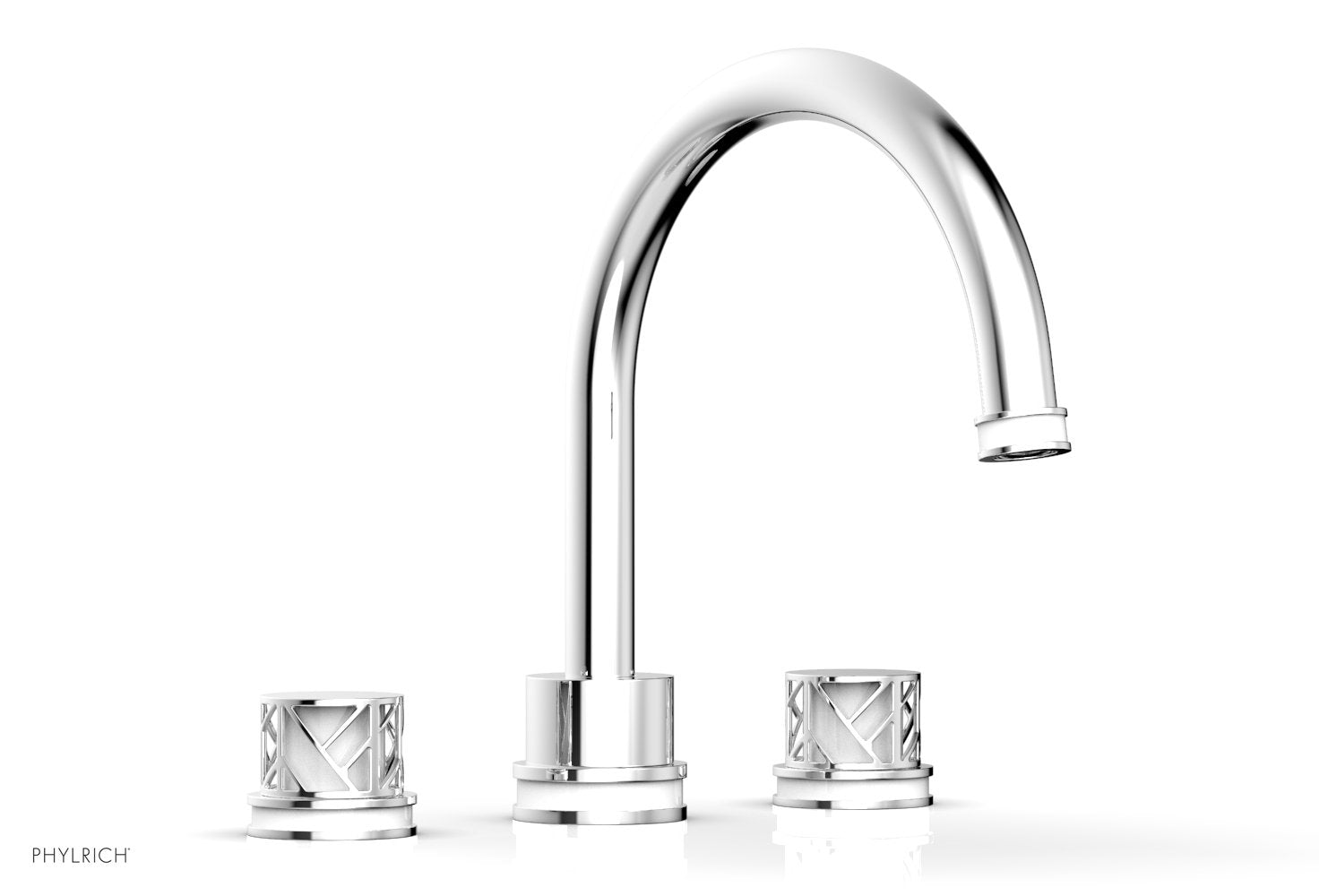 10-15/16" - Satin Brass - JOLIE Deck Tub Set - Round Handles with "White" Accents 222-40 by Phylrich - New York Hardware