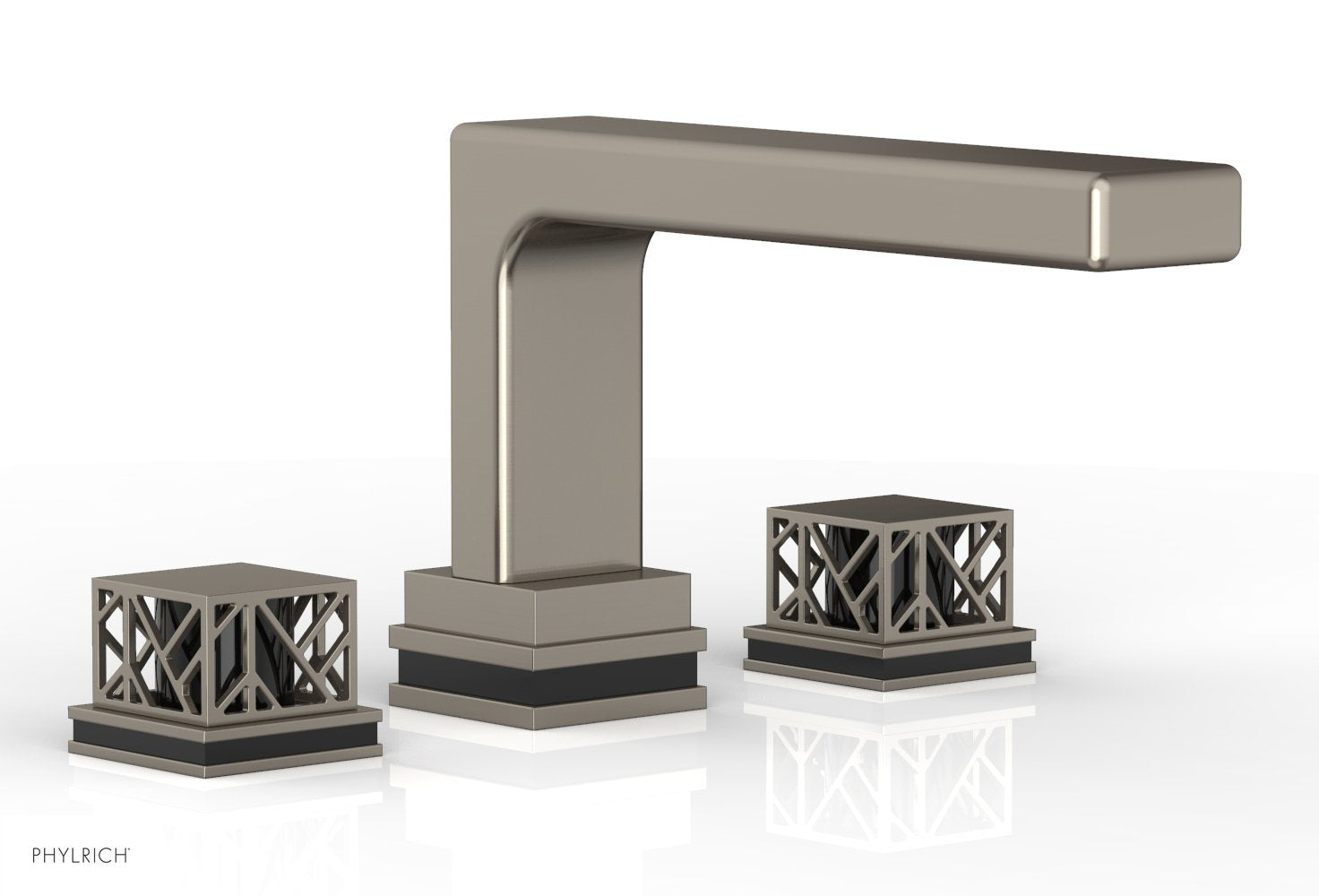 6-1/2" - Pewter - JOLIE Deck Tub Set - Square Handles with "Black" Accents 222-41 by Phylrich - New York Hardware