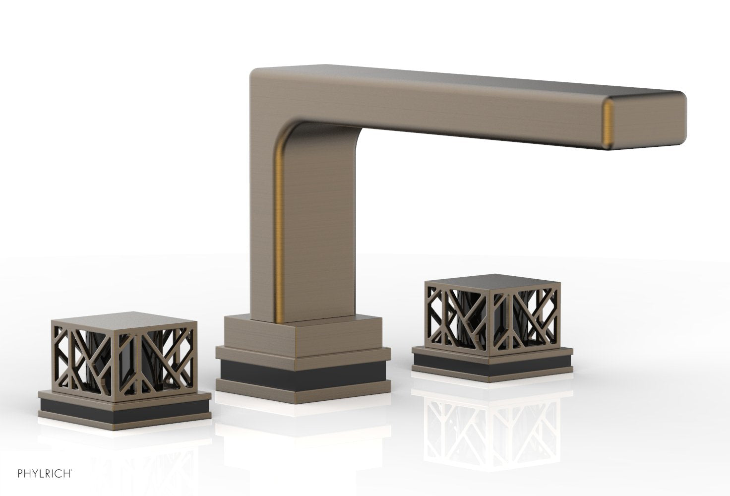 6-1/2" - Old English Brass - JOLIE Deck Tub Set - Square Handles with "Black" Accents 222-41 by Phylrich - New York Hardware