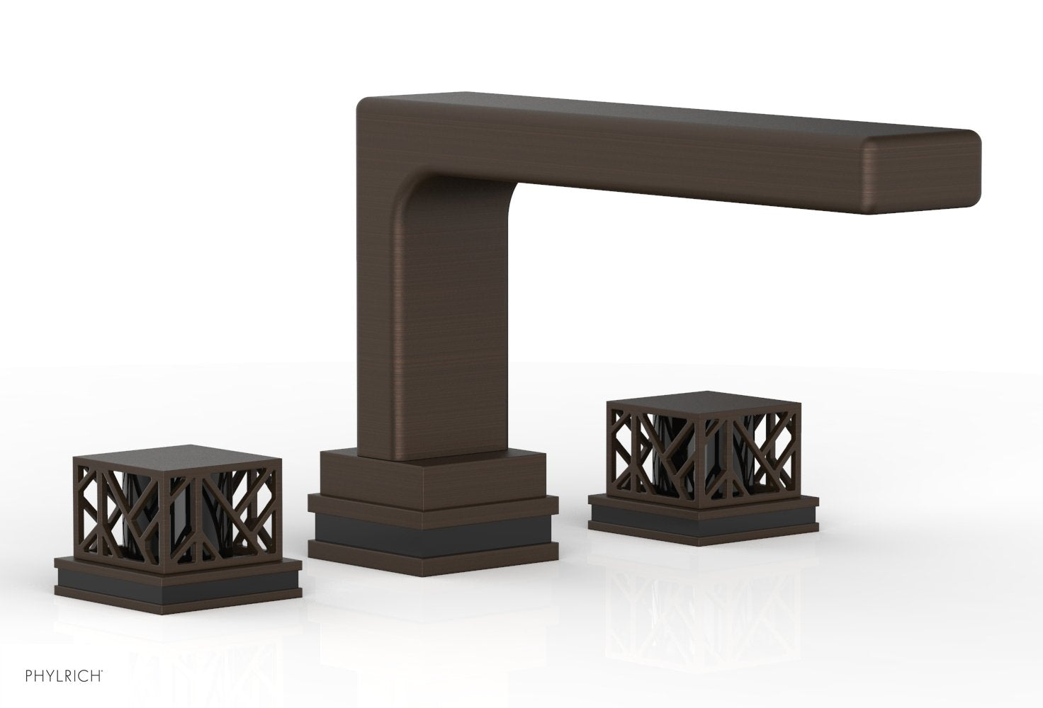 6-1/2" - Antique Bronze - JOLIE Deck Tub Set - Square Handles with "Black" Accents 222-41 by Phylrich - New York Hardware