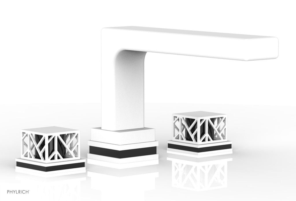 6-1/2" - Satin White - JOLIE Deck Tub Set - Square Handles with "Black" Accents 222-41 by Phylrich - New York Hardware
