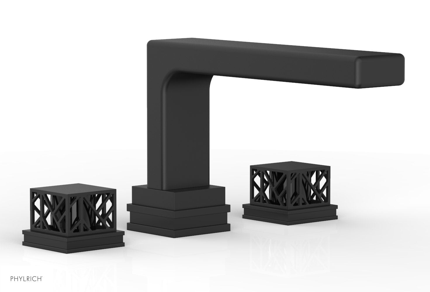 6-1/2" - Matte Black - JOLIE Deck Tub Set - Square Handles with "Black" Accents 222-41 by Phylrich - New York Hardware