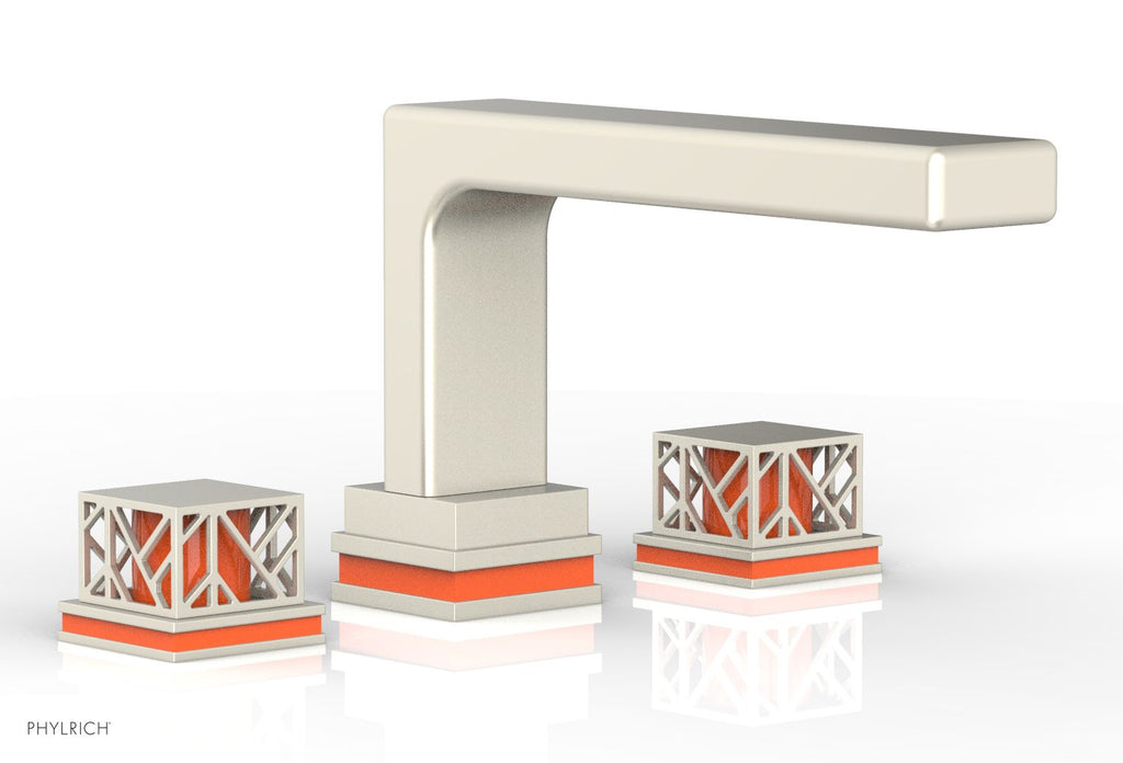 6-1/2" - Burnished Nickel - JOLIE Deck Tub Set - Square Handles with "Orange" Accents 222-41 by Phylrich - New York Hardware