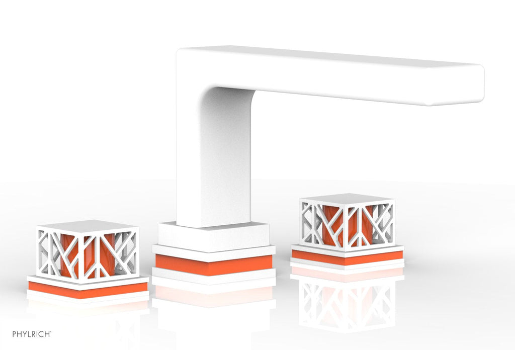 6-1/2" - Satin White - JOLIE Deck Tub Set - Square Handles with "Orange" Accents 222-41 by Phylrich - New York Hardware