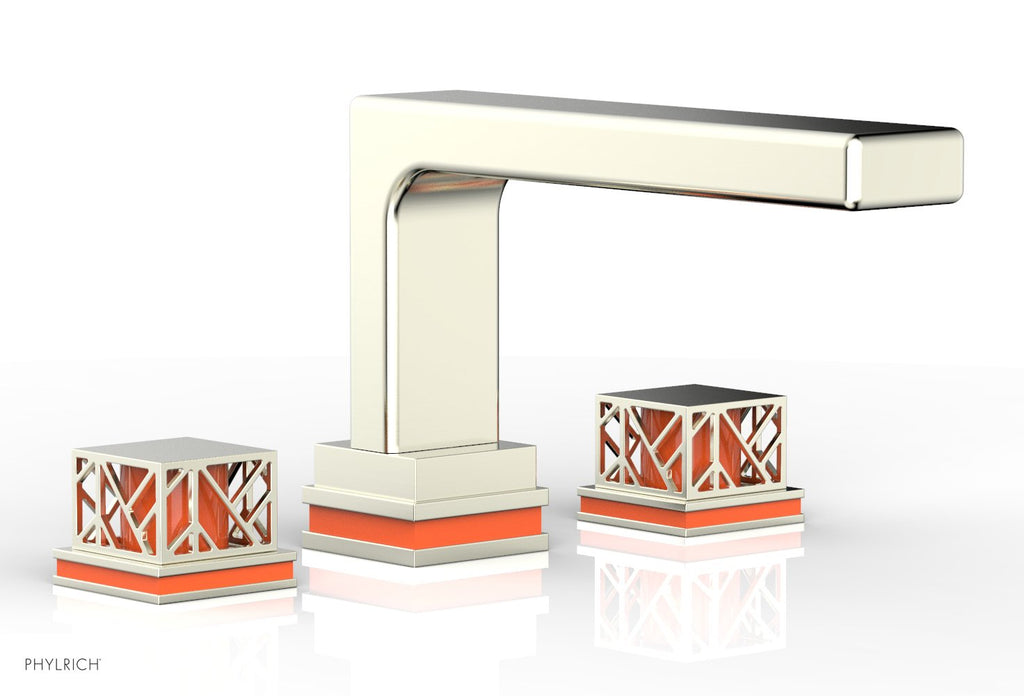6-1/2" - Polished Chrome - JOLIE Deck Tub Set - Square Handles with "Orange" Accents 222-41 by Phylrich - New York Hardware