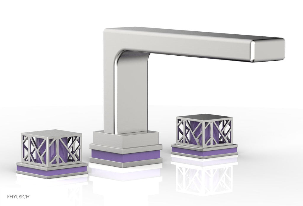 6-1/2" - Satin Chrome - JOLIE Deck Tub Set - Square Handles with "Purple" Accents 222-41 by Phylrich - New York Hardware
