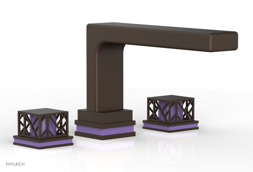 6-1/2" - Antique Bronze - JOLIE Deck Tub Set - Square Handles with "Purple" Accents 222-41 by Phylrich - New York Hardware