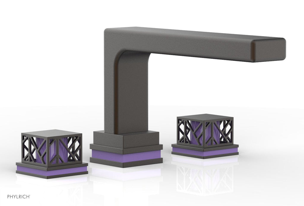 6-1/2" - Oil Rubbed Bronze - JOLIE Deck Tub Set - Square Handles with "Purple" Accents 222-41 by Phylrich - New York Hardware
