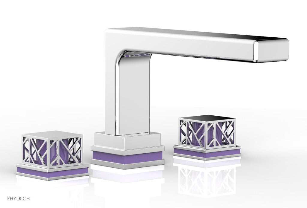 6-1/2" - Polished Chrome - JOLIE Deck Tub Set - Square Handles with "Purple" Accents 222-41 by Phylrich - New York Hardware