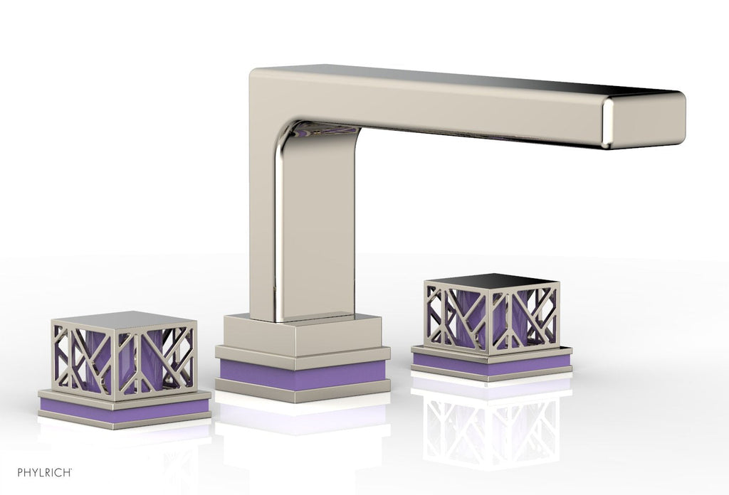 6-1/2" - Polished Nickel - JOLIE Deck Tub Set - Square Handles with "Purple" Accents 222-41 by Phylrich - New York Hardware