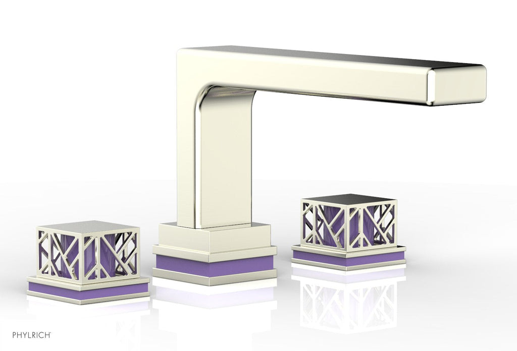 6-1/2" - Satin Nickel - JOLIE Deck Tub Set - Square Handles with "Purple" Accents 222-41 by Phylrich - New York Hardware