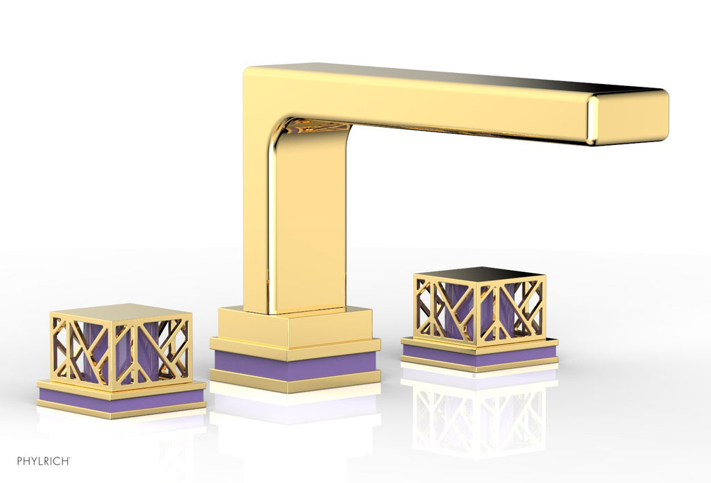 6-1/2" - Polished Gold - JOLIE Deck Tub Set - Square Handles with "Purple" Accents 222-41 by Phylrich - New York Hardware