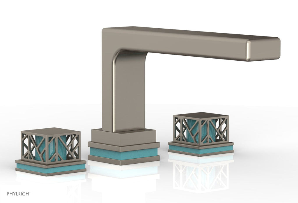 6-1/2" - Pewter - JOLIE Deck Tub Set - Square Handles with "Turquoise" Accents 222-41 by Phylrich - New York Hardware
