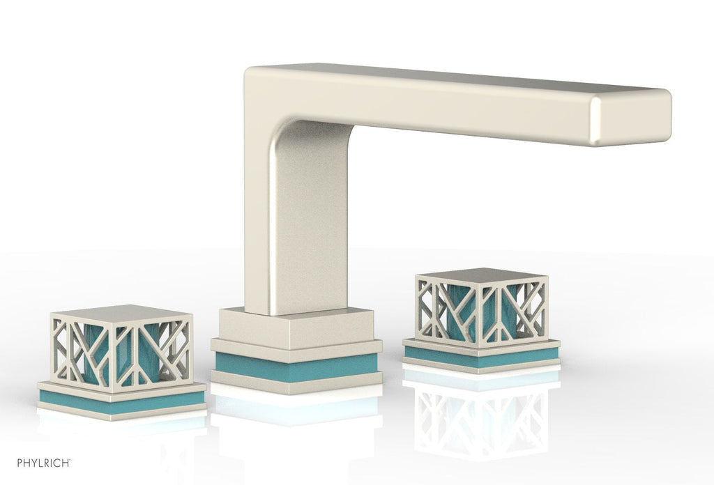 6-1/2" - Burnished Nickel - JOLIE Deck Tub Set - Square Handles with "Turquoise" Accents 222-41 by Phylrich - New York Hardware