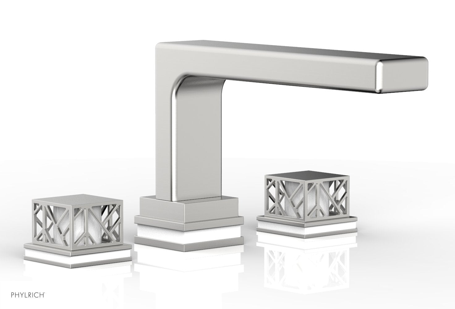 6-1/2" - Pewter - JOLIE Deck Tub Set - Square Handles with "White" Accents 222-41 by Phylrich - New York Hardware