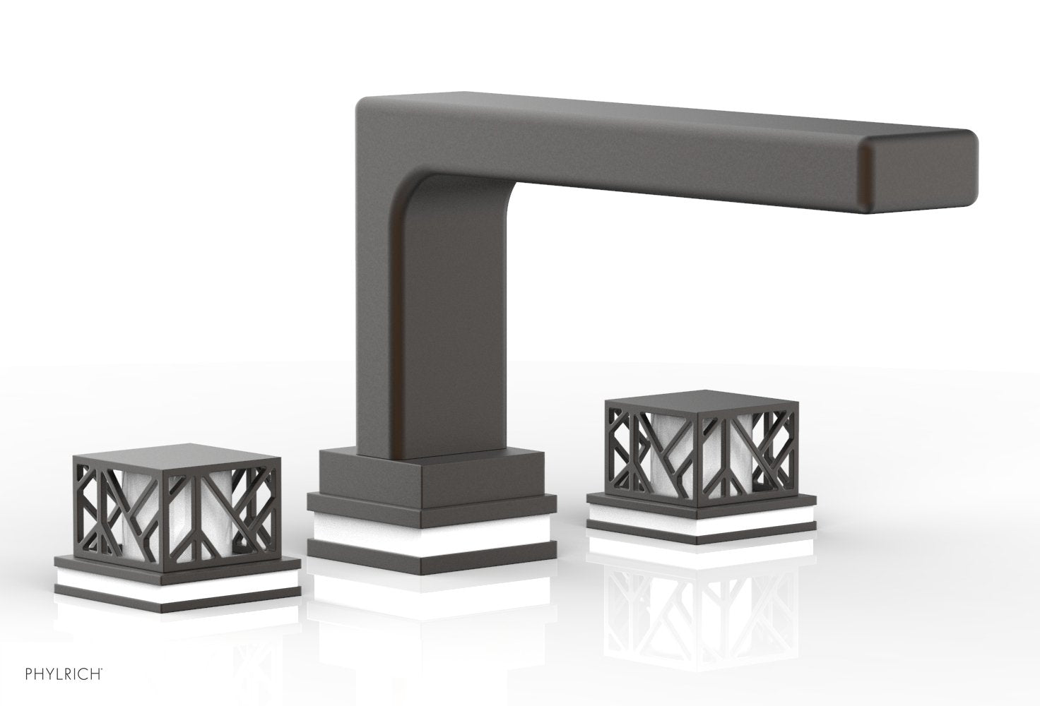 6-1/2" - Oil Rubbed Bronze - JOLIE Deck Tub Set - Square Handles with "White" Accents 222-41 by Phylrich - New York Hardware