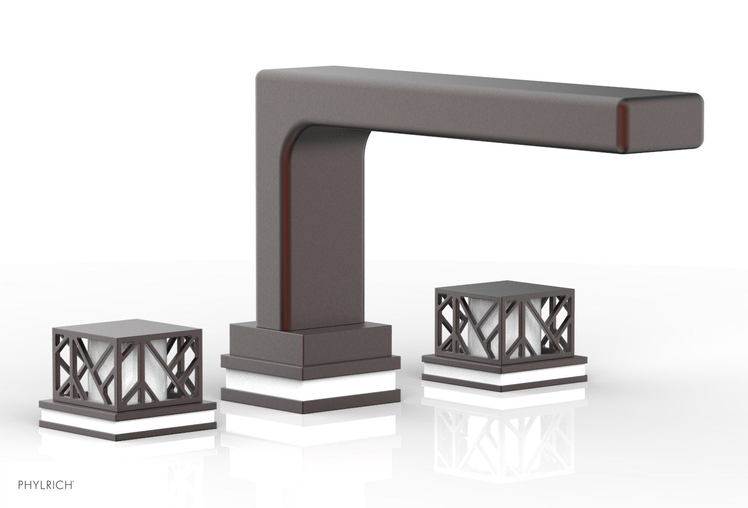 6-1/2" - Weathered Copper - JOLIE Deck Tub Set - Square Handles with "White" Accents 222-41 by Phylrich - New York Hardware