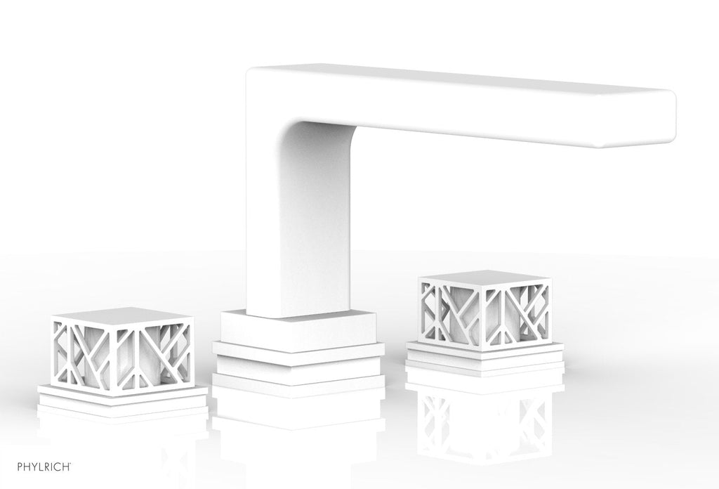 6-1/2" - Satin White - JOLIE Deck Tub Set - Square Handles with "White" Accents 222-41 by Phylrich - New York Hardware