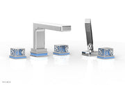 1-3/8" - Polished Chrome - JOLIE Deck Tub Set with Hand Shower - Square Handles with "Light Blue" Accents 222-49 by Phylrich - New York Hardware