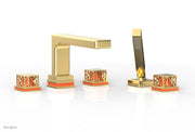 1-3/8" - Polished Chrome - JOLIE Deck Tub Set with Hand Shower - Square Handles with "Orange" Accents 222-49 by Phylrich - New York Hardware