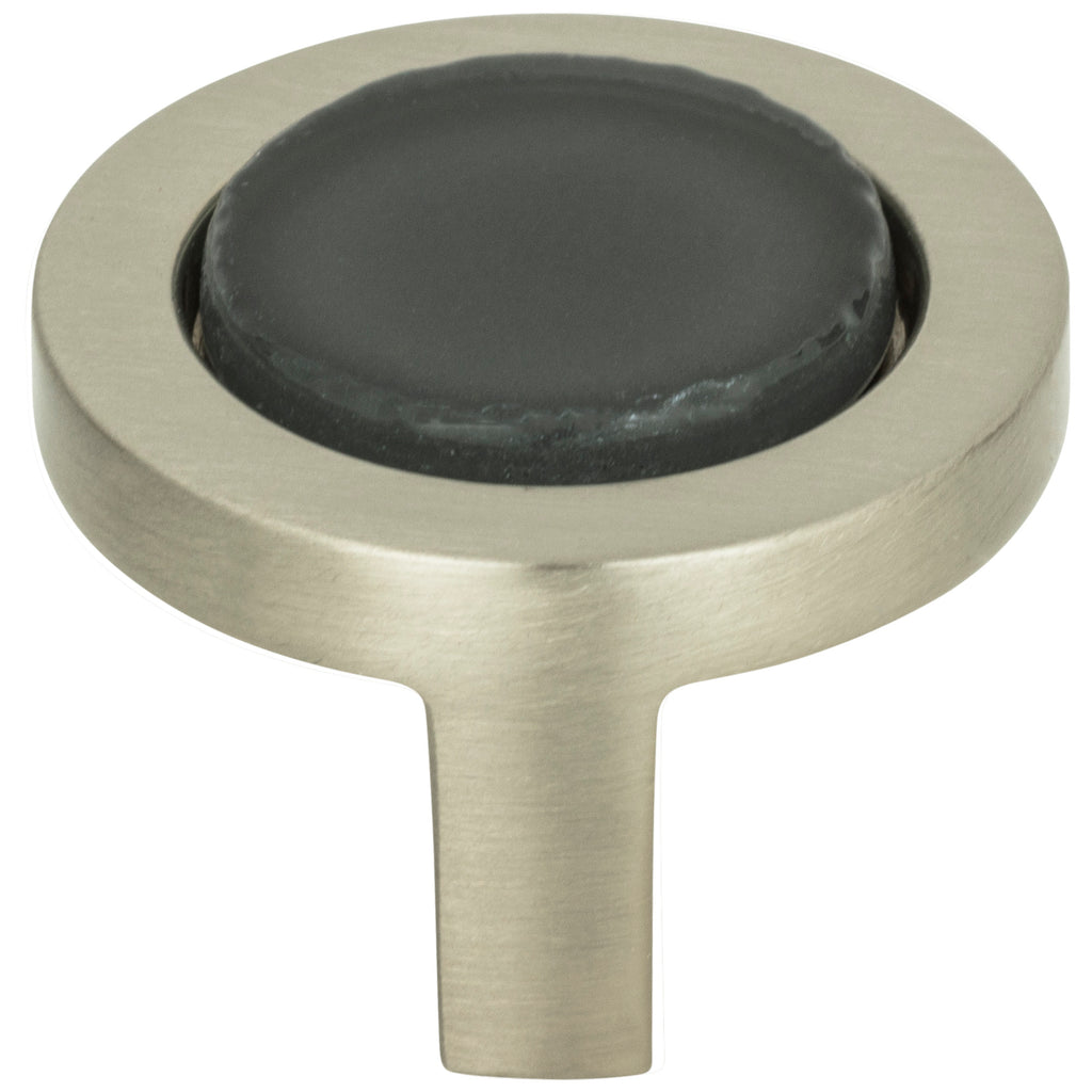 Spa Black Round Knob by Atlas Brushed Nickel