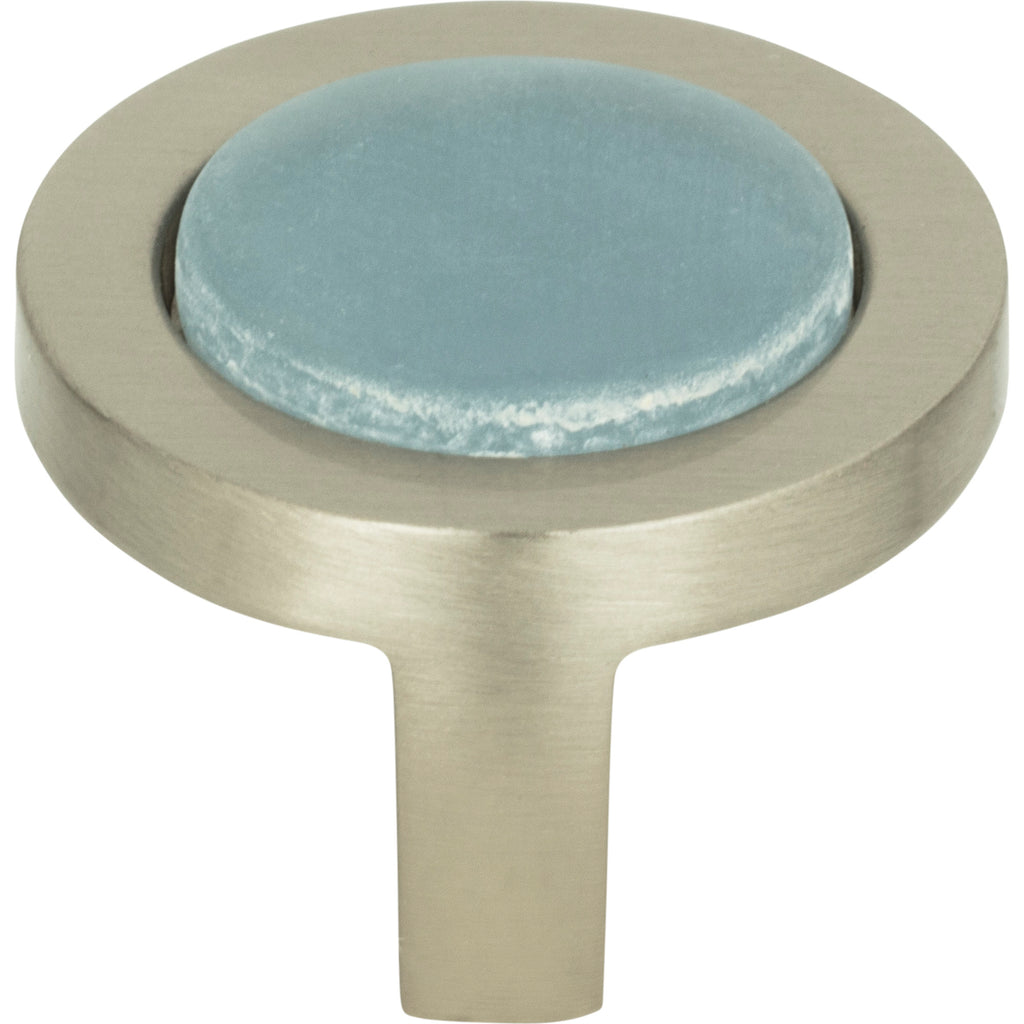 Spa Blue Round Knob by Atlas Brushed Nickel