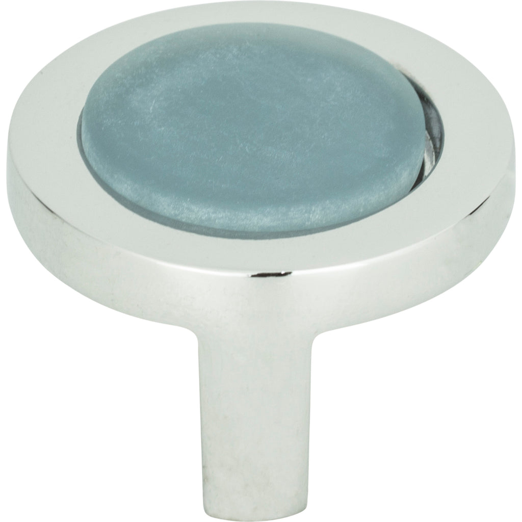 Spa Blue Round Knob by Atlas Polished Chrome