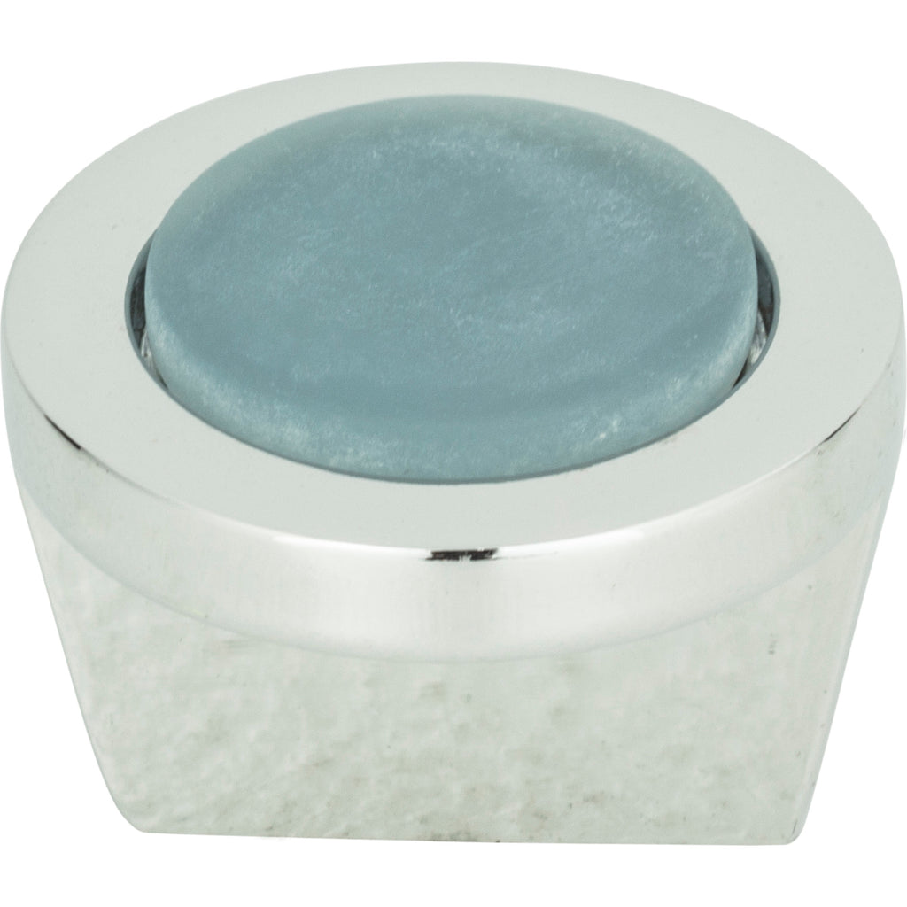 Spa Blue Round Knob by Atlas Polished Chrome